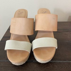 Nude and white wedges size 8